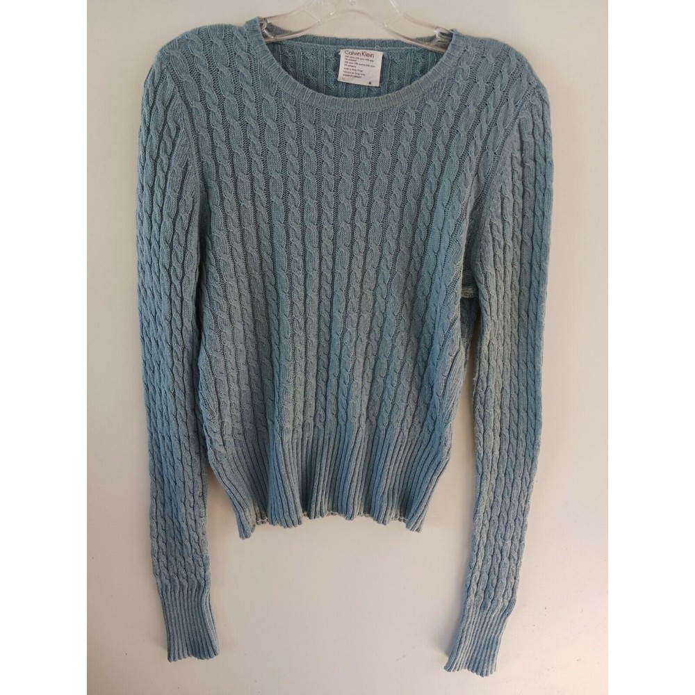 Calvin Klein Sweater Womens Blue Crew Neckline Long Sleeve Size Medium